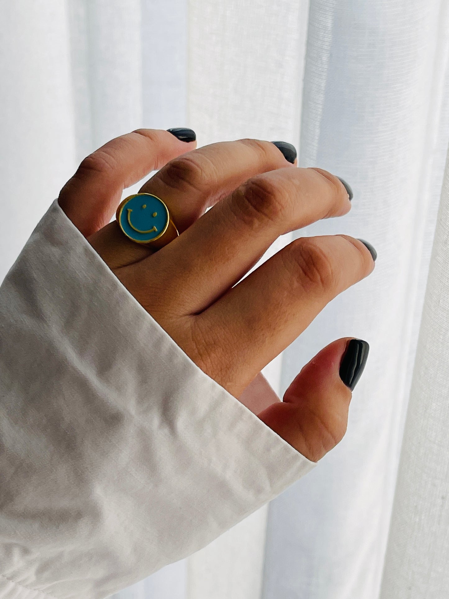 Anillo Happy Face Celeste