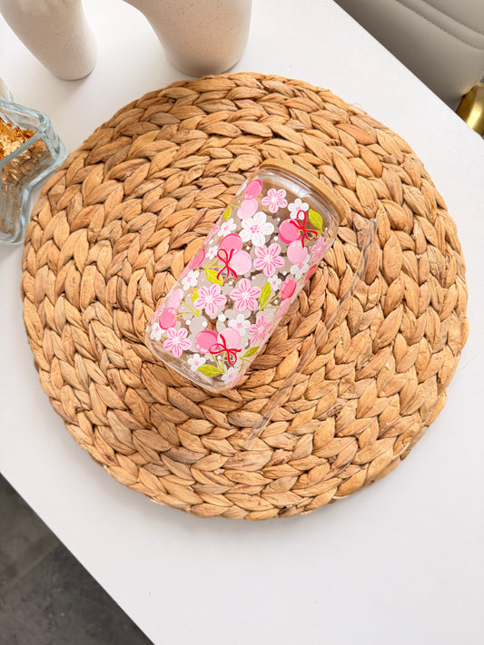 Glass Drinkware Cherry Pink