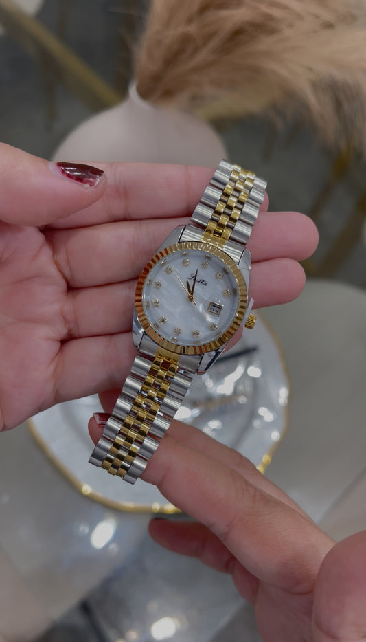 Reloj tipo RLX Acero Inoxidable Bicolor