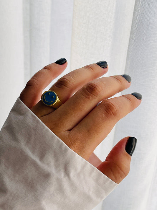 Anillo Happy Face Azul
