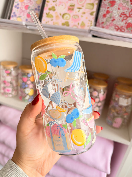 Glass Drinkware Summer Peonia