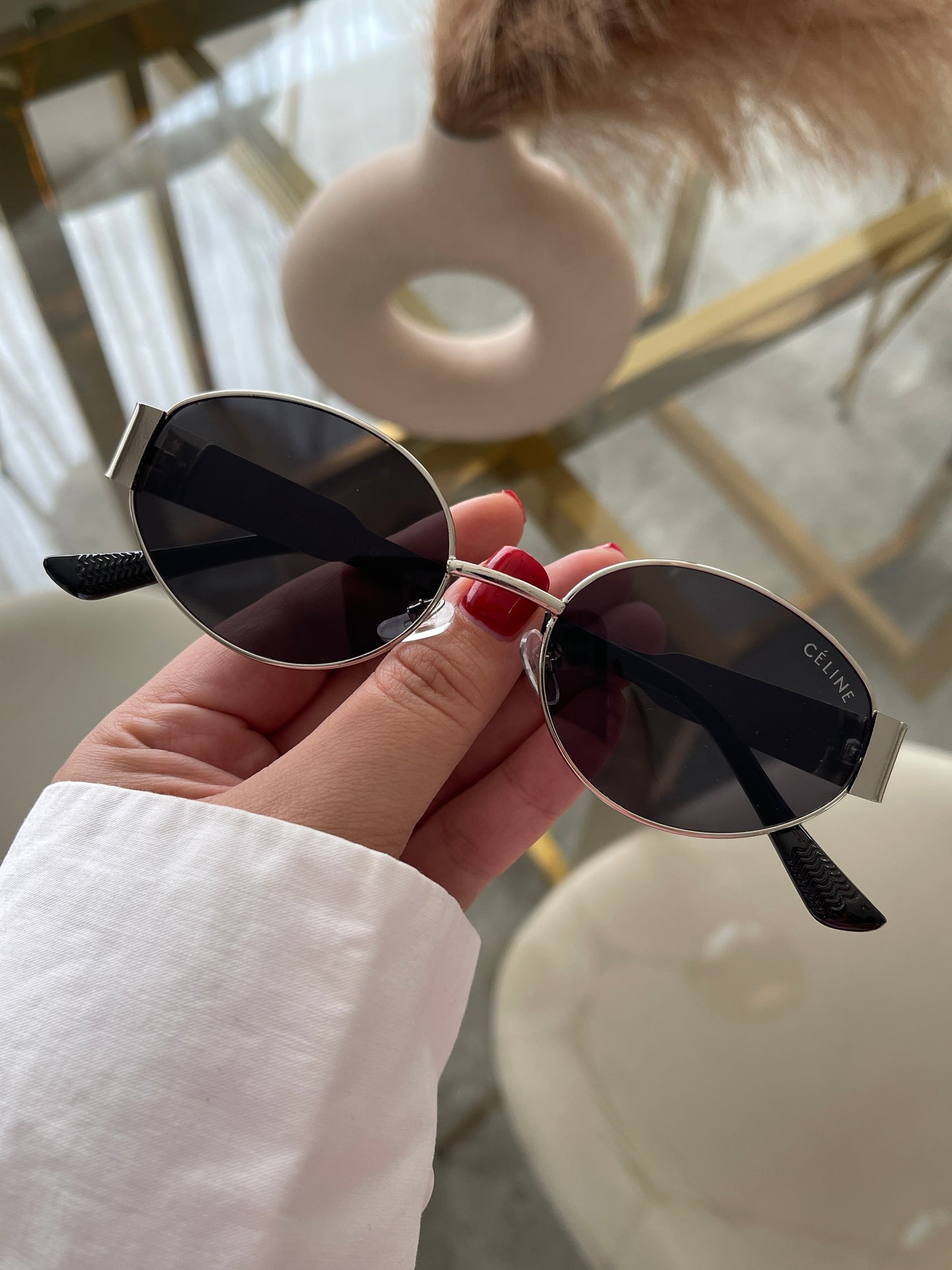 Lentes CL 010 Oval Plateados