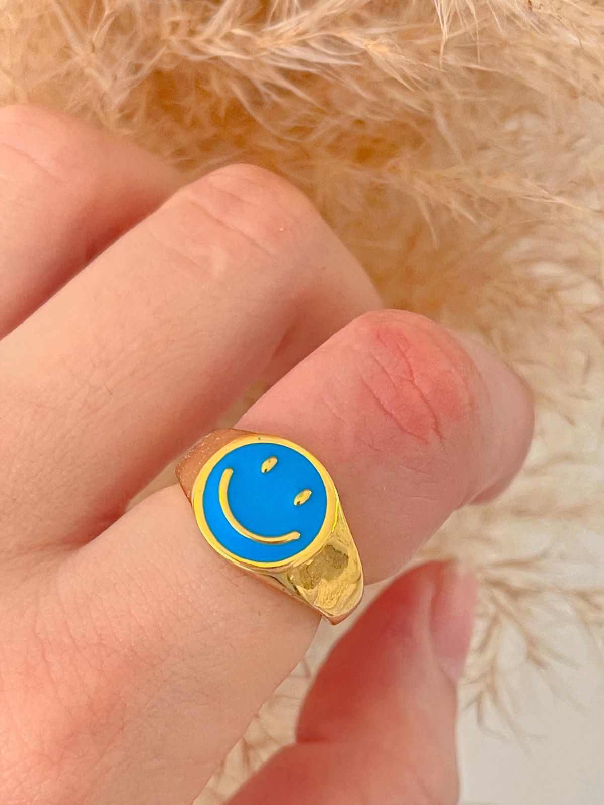 Anillo Happy Face Azul