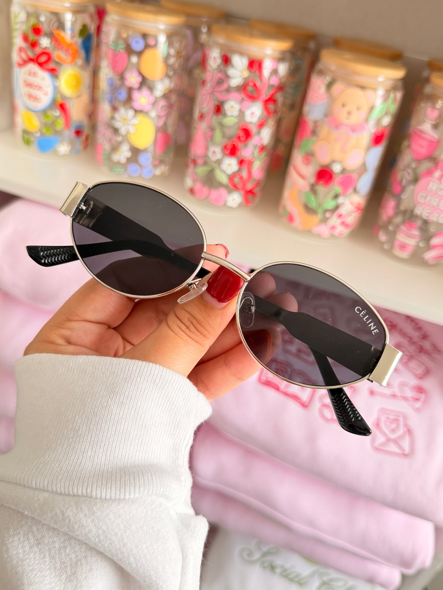 Lentes CL 010 Oval Plateados
