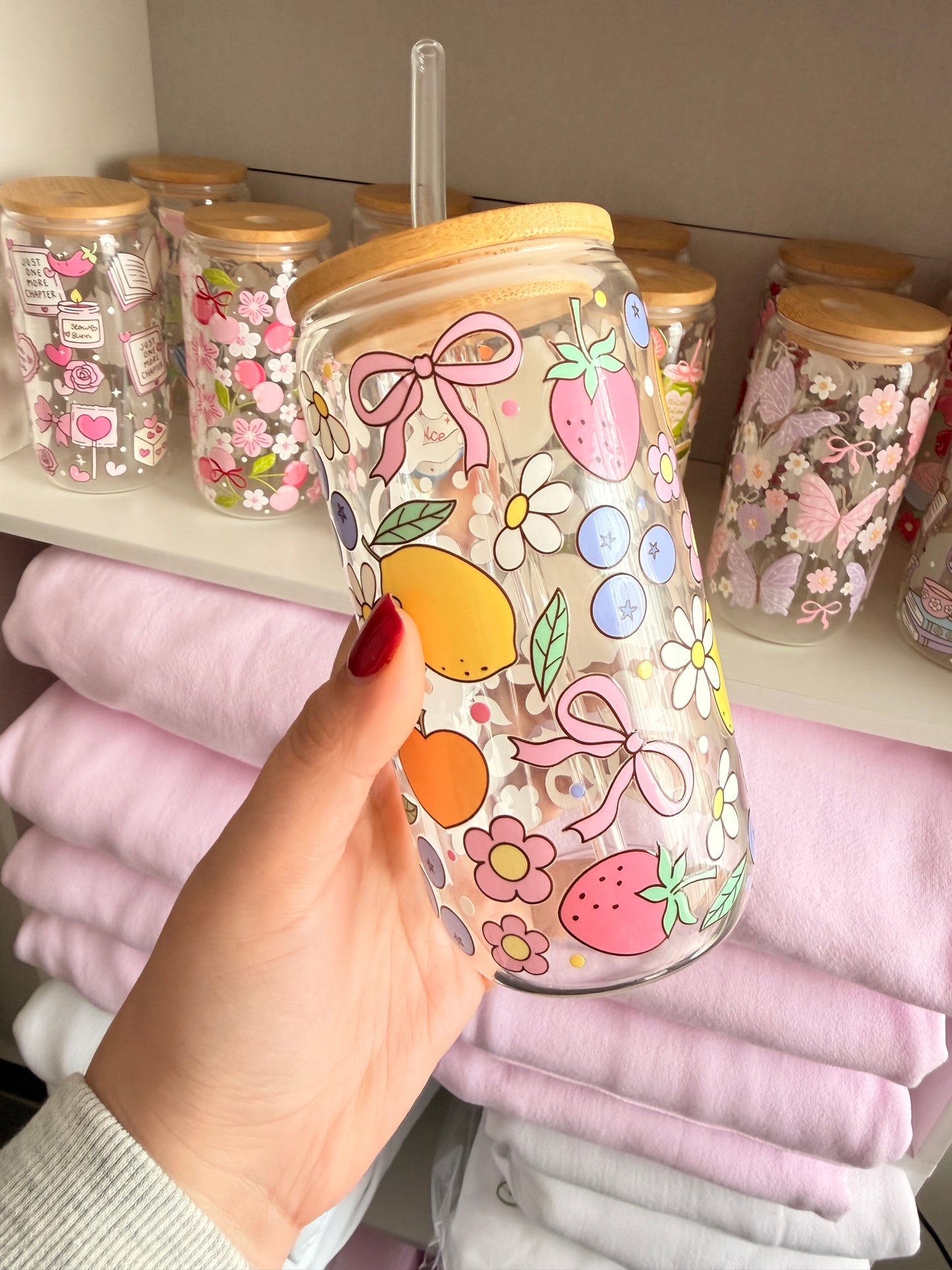 Glass Drinkware Fruits Mix