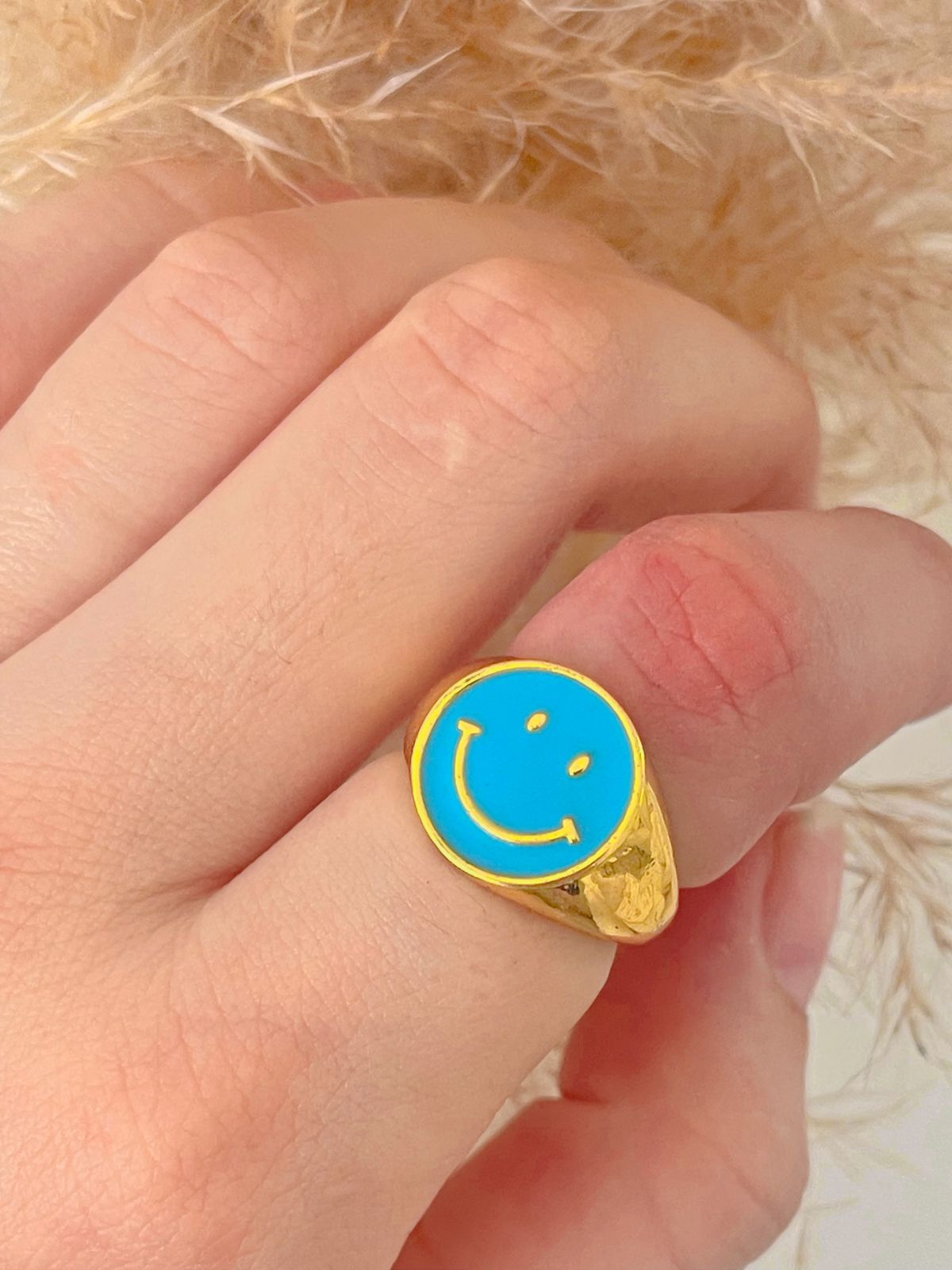 Anillo Happy Face Celeste